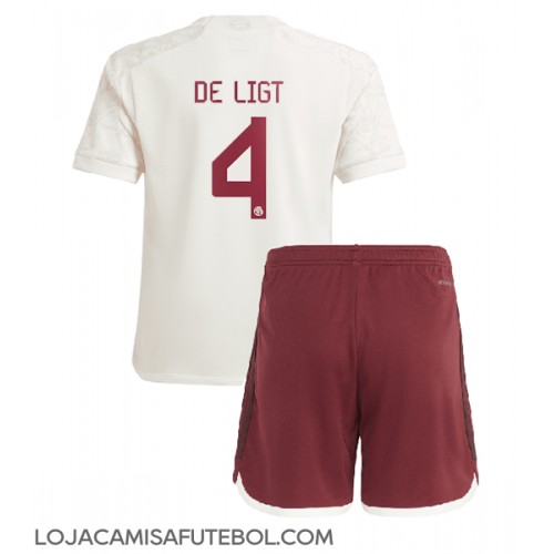 Camisa de Futebol Bayern Munich Matthijs de Ligt #4 Equipamento Alternativo Infantil 2023-24 Manga Curta (+ Calças curtas)